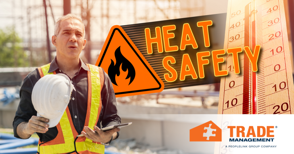 worker with heat safety signage